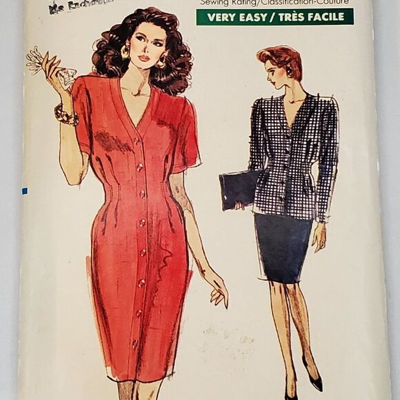 Vintage 80s Easy Very Vogue Sheath Dress Tunic Skirt Pattern 7245 Sz 6 8 10 Uncu - Picture 1 of 2